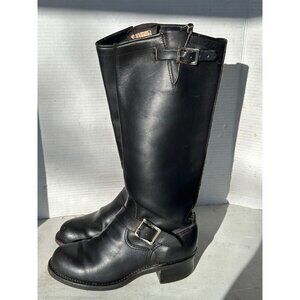 VTG 40s 50s Sears 14.5” Tall Harness Engineer Motocycle Boots 8D Black Leather